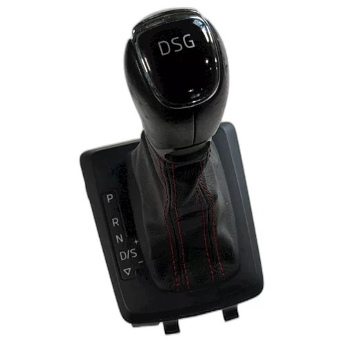 Hlavice řadící páky s manžetou, Fabia III, DSG, červené prošívání, HL19